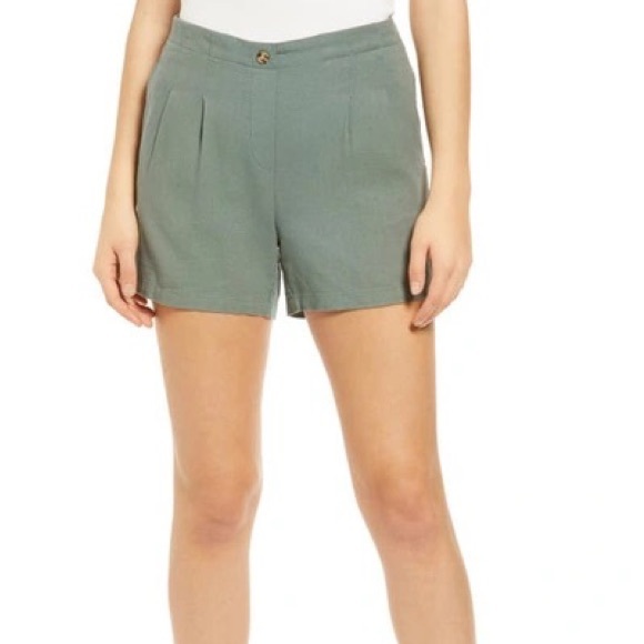 (B29) VERO MODA High Waist Linen Blend Shorts in Laurel Wreath, Green, Sz M, NWT - Picture 2 of 6